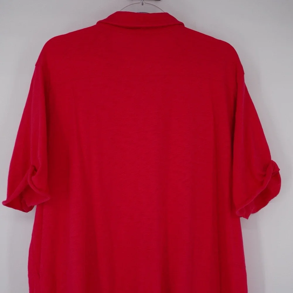 Soft Surroundings Womens 3X Button Down Hot Pink Dress‎ Short Sleeve Lagenlook